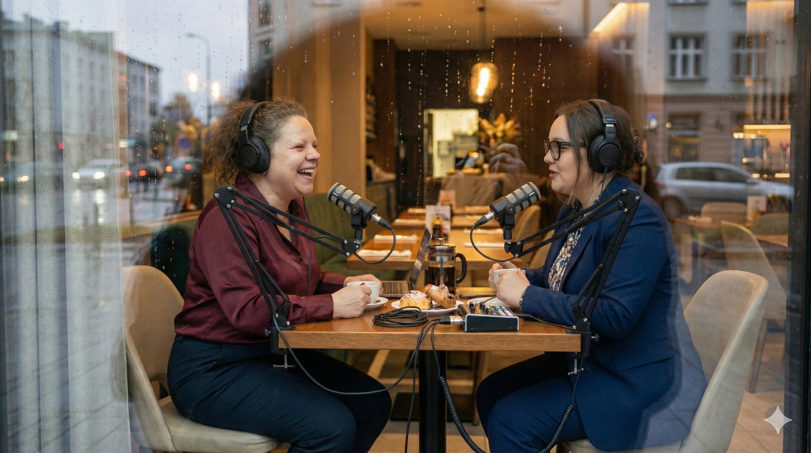 Natalie i Patrycja podczas nagrywania podcastu